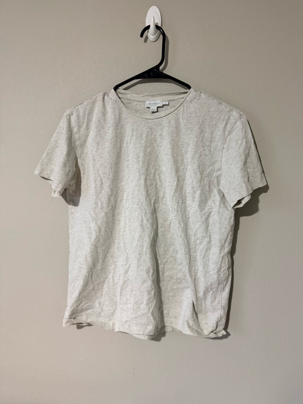 Sunspel Heather Gray Short Sleeve Tee Small